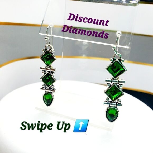 Special Sale - Natural Green Peridot 925 Silver Dangle Drop Earrings - Picture 1 of 6